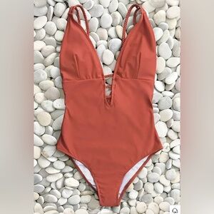 Cupshe Vibrant Orange Braided Strap One-Piece Swimsuit Sz M